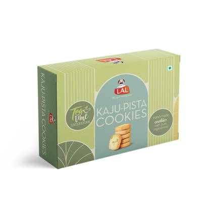 Lal Sweets Kaju Pista Cookies 320g (Pack Of 1) || Made With Fresh Cashew Nuts and Pistachio || Indian Traditional Biscotti || No Added Coloring Agent || Crunchy and Delicious Pistachio Cookies || Fresh Tea Time Snack