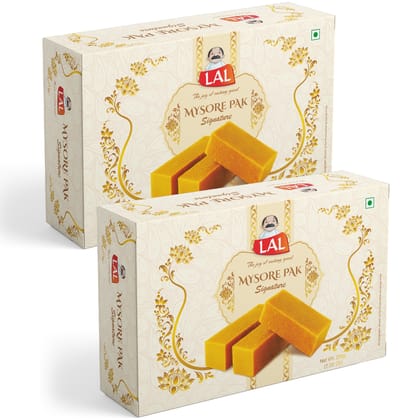 Lal Sweets Mysore Pak Signature 200g (Pack of 2) || Made with Special Cow Ghee || Healthy and Delicious Sweets Melts in Your Mouth || Traditional Taste of Mysuru