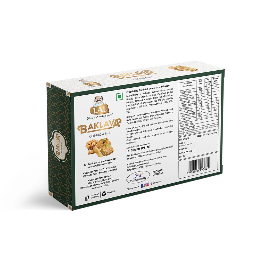 Lal Sweets Baklava 4-in-1 650gms