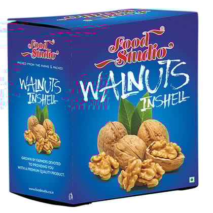 Food Studio Premium Chilean Inshell Walnut Jumbo Blue Box (500gm) | Akhrot With Shell | Delicious & Crunchy Walnut | High in antioxidants | Brain food | Dry Fruits