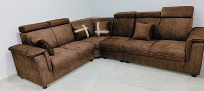 6 Seater L Shape Sofa Set in Brown Color