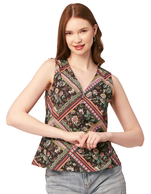 Soesdemo Women's Keyhole V Neck Tank Top - Sleeveless Loose Fit Summer Blouse - View #3