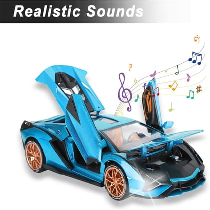 KTRS ENTERPRISE 1:24 Scale Diecast Metal Pullback Lambrgini Car Luxery Sports Car with Openable Doors Bonnet & Trunk and  Light Sound Features