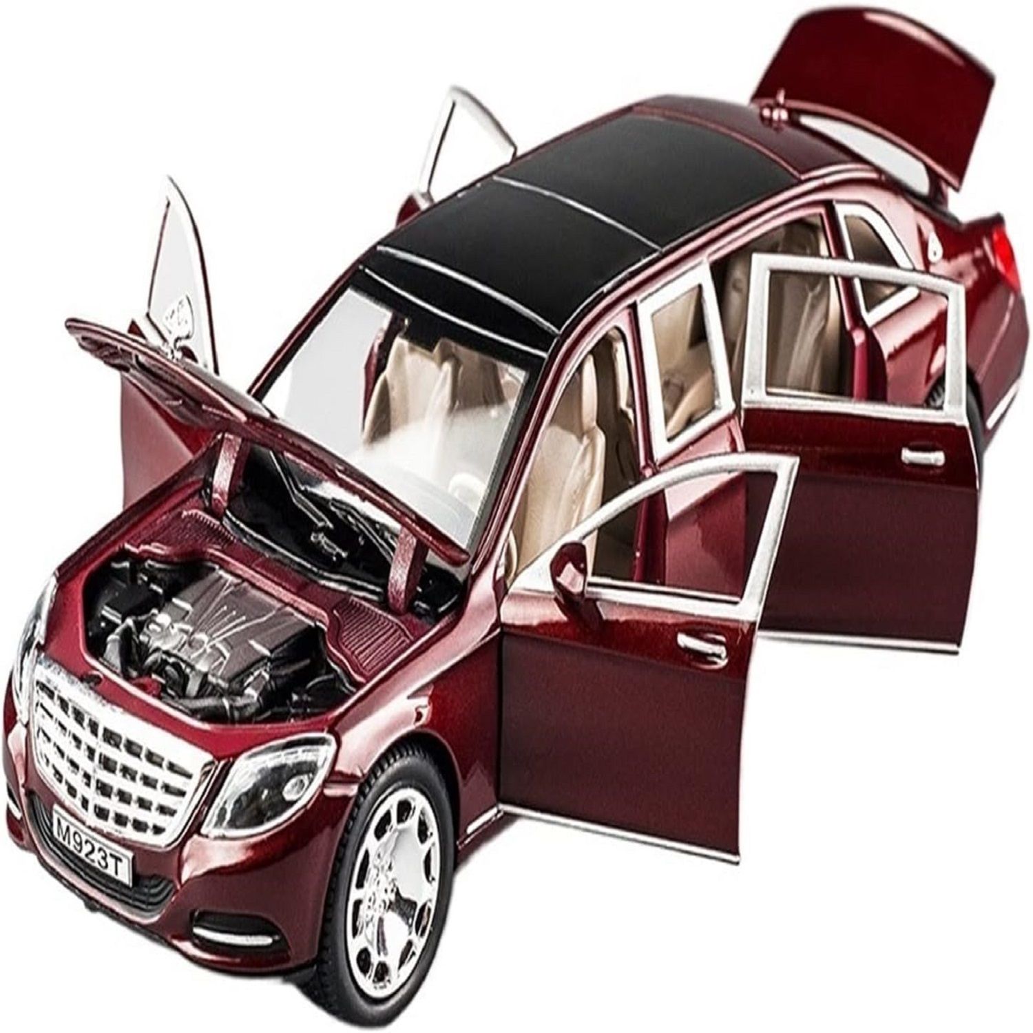 KTRS ENTERPRISE  Benz Maybach 1: 24 S600 4 Wheel Drive Metal Car Pull Back with Openable Doors, Engine Cover, Tail with Front and Rear Light Music Great Gift for Boys and Girls Above Toys and Games (Merced Benz S 600)