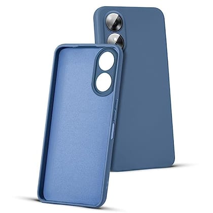 Soft Silicon Back Case Cover for Oppo A17 with Camera Lens Protection (Stone Blue)