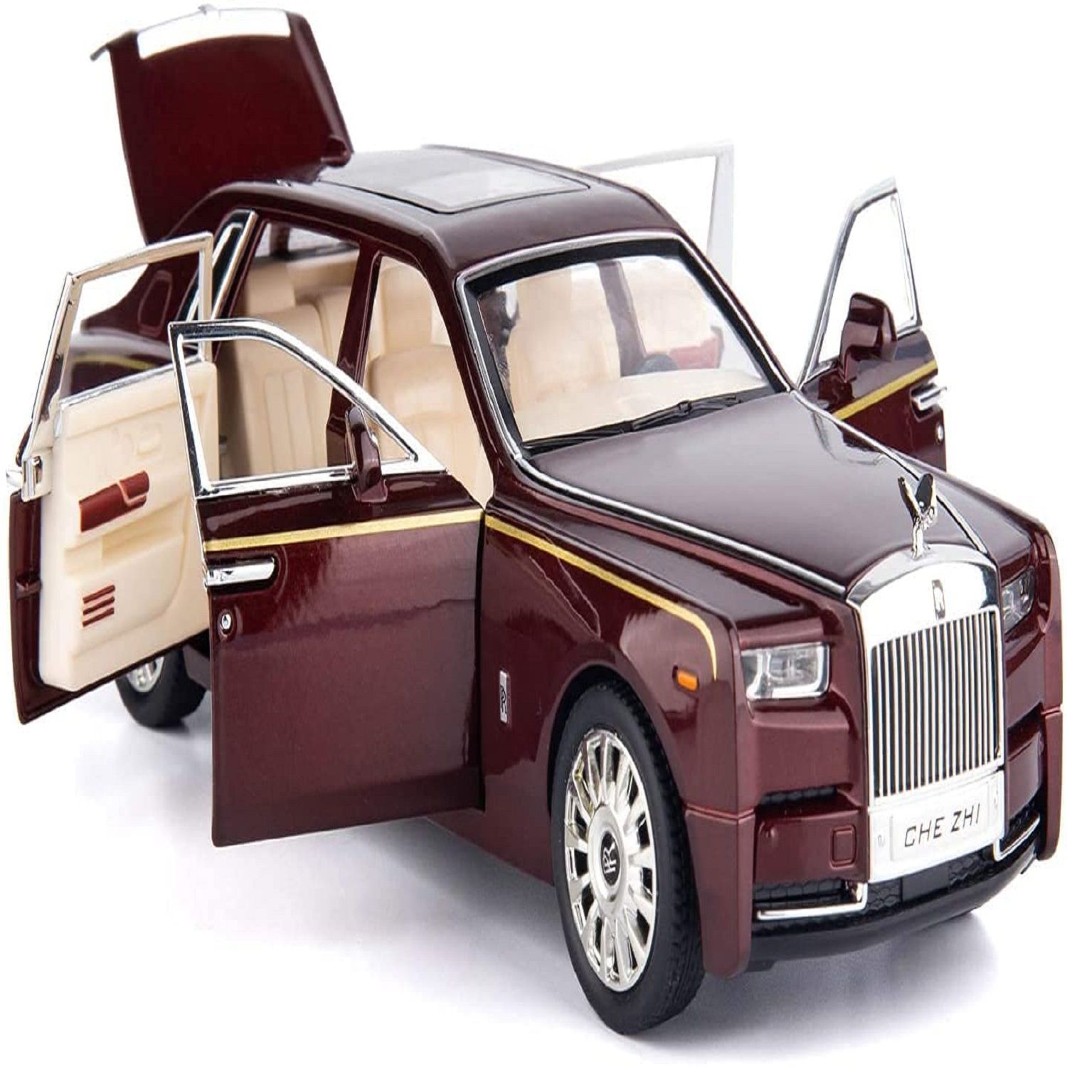 KTRS ENTERPRISE 1/24 Die-Cast Alloy Car Model for Rolls-Royce Phantom Simulation Model 6-Door Pull Back Boy Gift Toy Car Expression