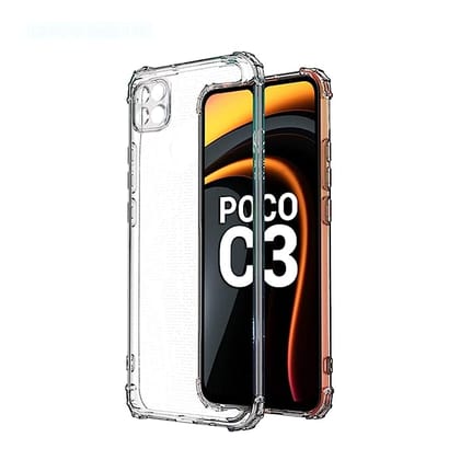 Hybrid Soft & Flexible Back Cover for Poco C3 (Transparent)