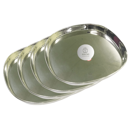 SHINI LIFESTYLE Stainless steel plates set, Dinner Plates, Khumcha Thali, Lunch Plate,26cm