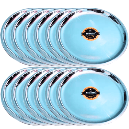 SHINI LIFESTYLE Stainless Steel Dinner Plate/Dessert Plate/Halwa Plate Set of 12pc(Dia-19) SHINI LIFESTYLE Stainless Steel Dinner Plate/Dessert Plate/Halwa Plate Set of 12pc(Dia-19)