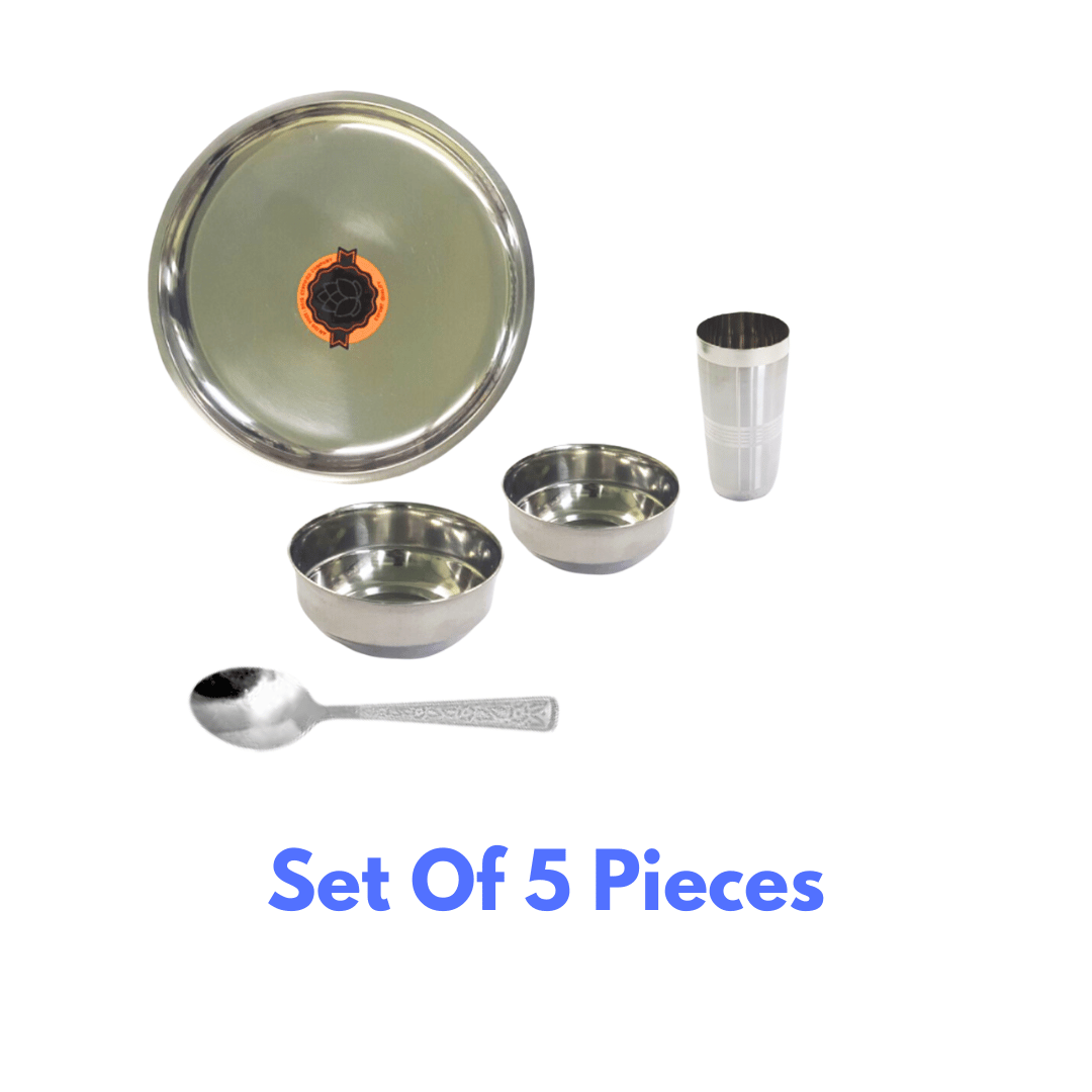SHINI LIFESTYLE Stainless Steel Dinner Set of 5Pc|Kitchen Set for Home | Heavy Gauge |