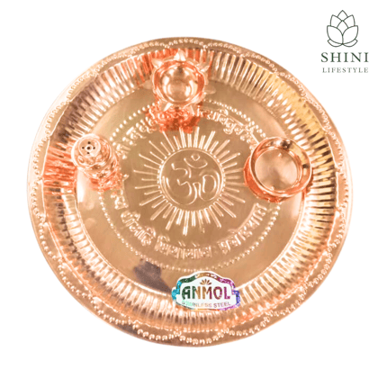 SHINI LIFESTYLE Puja Thali Aarti Bartan Plate Set of 8 Piece for Mandir Pooja Room Home Temple