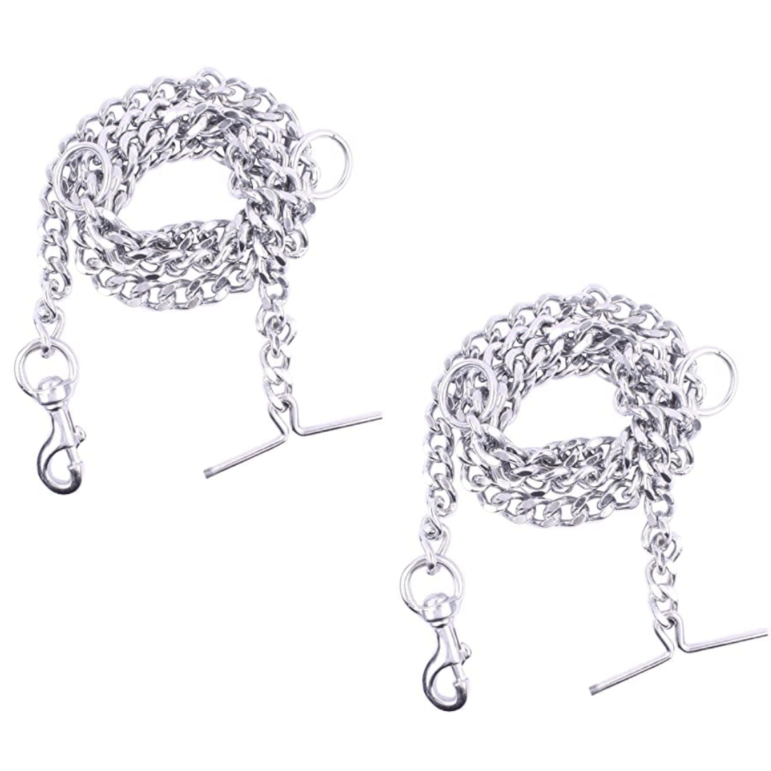 SHINI LIFESTYLE Dog Chain Silver | Dogs Leash Chain | Heavy Dog Chain with Heavy Hook (L - 60 Inch) 2PC