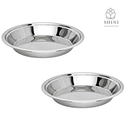 SHINI LIFESTYLE Stainless Steel Atta Parat, Silver Paraat, Steel Parat for Dough, Atta Parat Steel for Kitchen (Dia -31cm, 2pc)