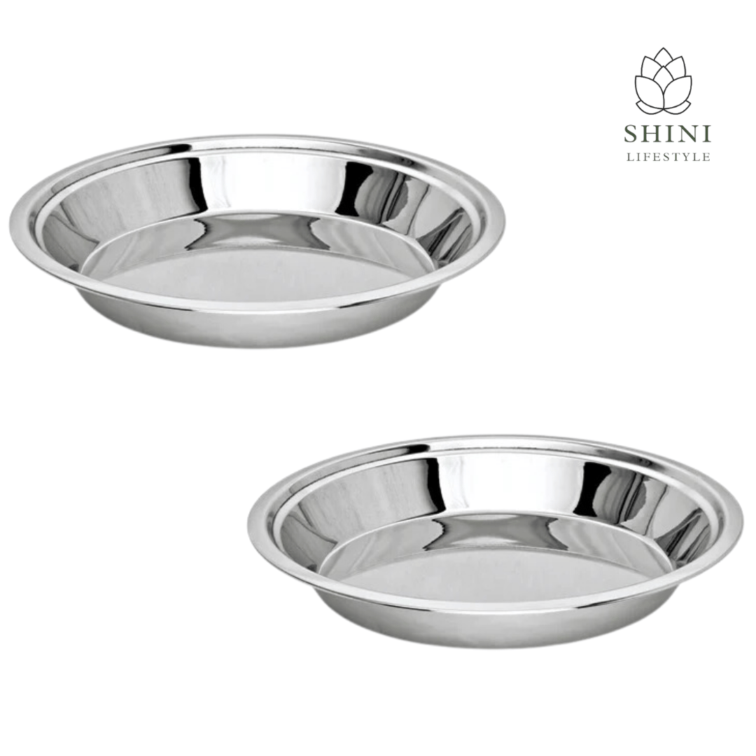 SHINI LIFESTYLE Stainless Steel Atta Parat, Silver Paraat, Steel Parat for Dough, Atta Parat Steel for Kitchen (Dia -31cm, 2pc)