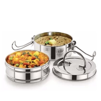 SHINI LIFESTYLE Stainless Steel clip Tiffin sada, 8x2 Containers Lunch Box 2 Containers Lunch Box (1000 ml)