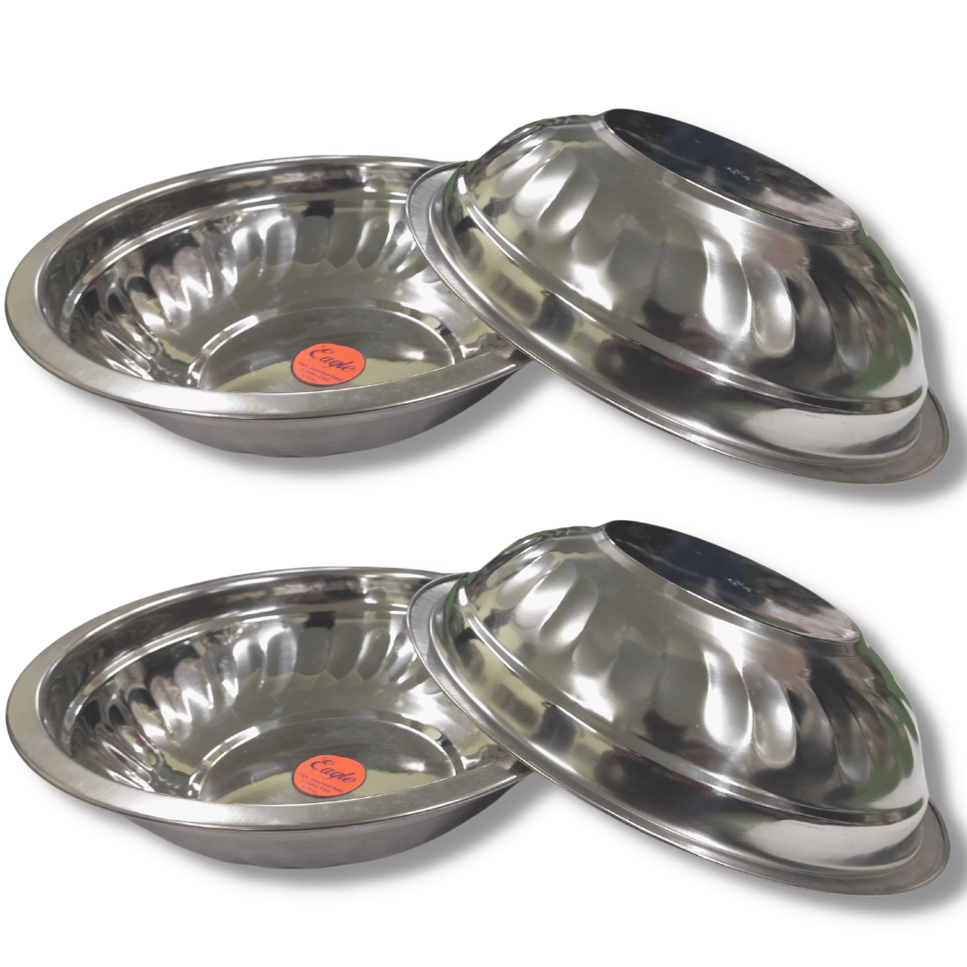 SHINI LIFESTYLE Stainless Steel Mixing Bowl Storage Bowl Fruit Bowl Serving Stainless Steel Pasta Bowl 26cm (Steel, Pack of 4)