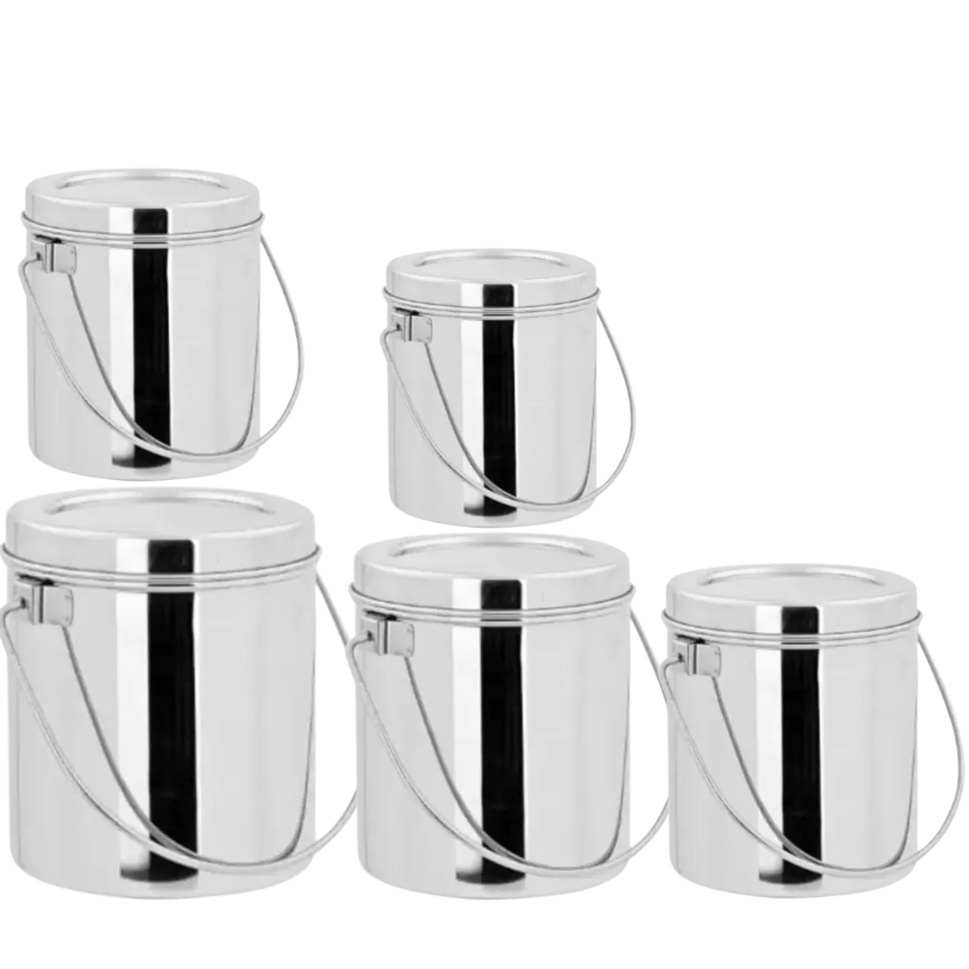 Steel milk pot, Doodh Balti, Ghee Balti Balti set, SEt of 5 / steel balti