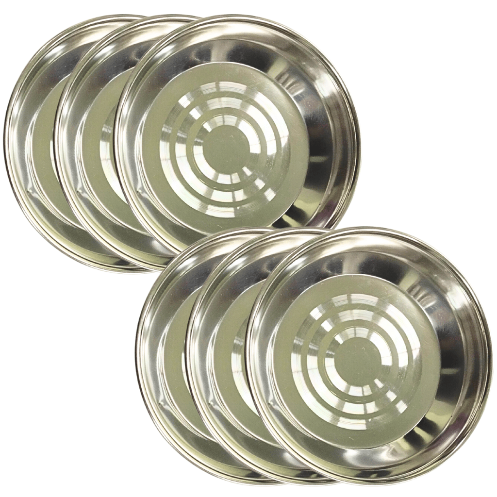 Stainless Steel Laser Design Halwa Plate/Dessert Plate for Snacks/Dry Fruits/ Sweet/Halwa - Set of 6 - Dia-11cm