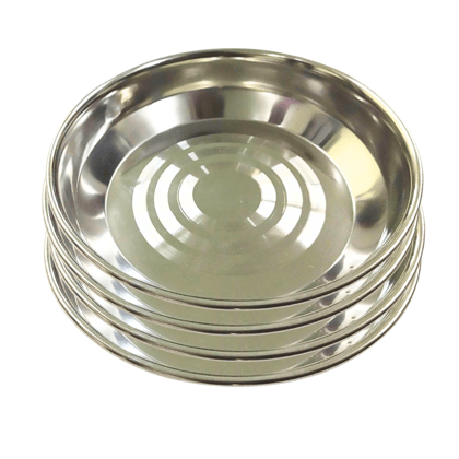 Stainless Steel Laser Design Halwa Plate/Dessert Plate for Snacks/Dry Fruits/ Sweet/Halwa - Set of 4 - Dia-11cm