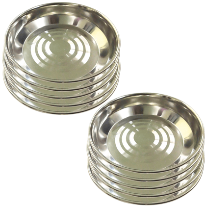 Stainless Steel Laser Design Halwa Plate/Dessert Plate for Snacks/Dry Fruits/ Sweet/Halwa - Set of 10 - Dia-11cm