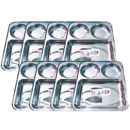 SHINI LIFESTYLE Premium Quality Stainless Steel Lunch Plate/Dinner Plates/Bhojan Thali Steel plate (8pc)