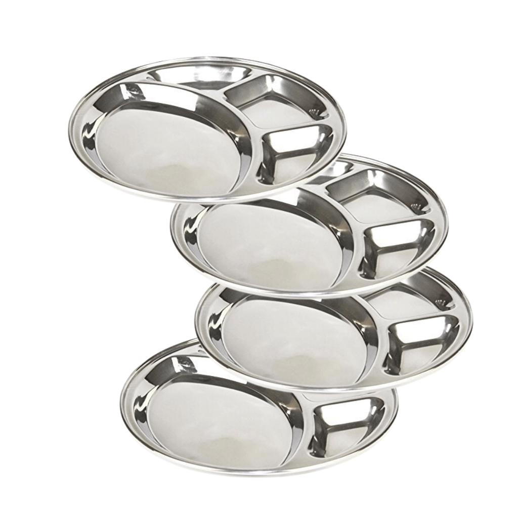 SHINI LIFESTYLE Stainless Steel Aarti Pooja Thali Set, Bhog Thali, Tilak Plate Tika Plate (Dia-27,4pc)