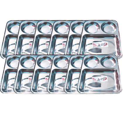 SHINI LIFESTYLE Premium Quality Stainless Steel Lunch Plate/Dinner Plates/Bhojan Thali Steel plate (12pc)
