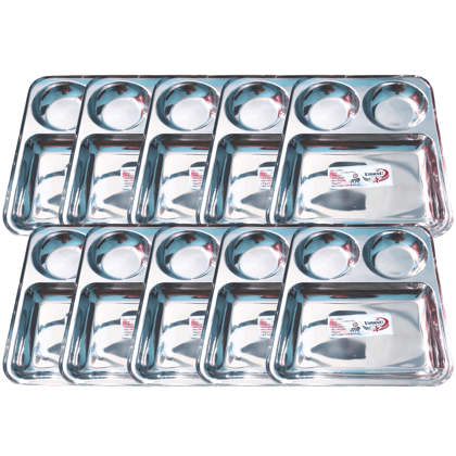 SHINI LIFESTYLE Premium Quality Stainless Steel Lunch Plate/Dinner Plates/Bhojan Thali Steel plate (10pc)