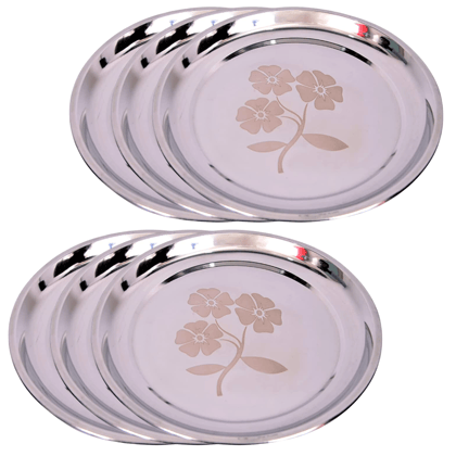 SHINI LIFESTYLE Stainless Steel Heavy Gauge Dinner Plates Thali Lunch Plates Steel Plate Dinner Set (Dia-30,6pc)