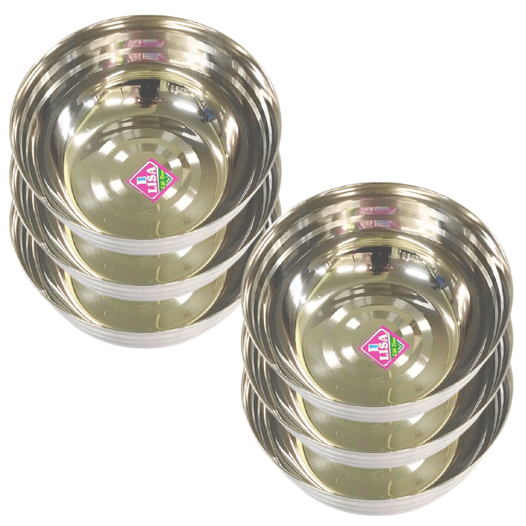 Stainless Steel Curry Bowl/Wati/Katori/Vati/Serving Dish/Vegetable Katori(Dia-15, 6Pc)