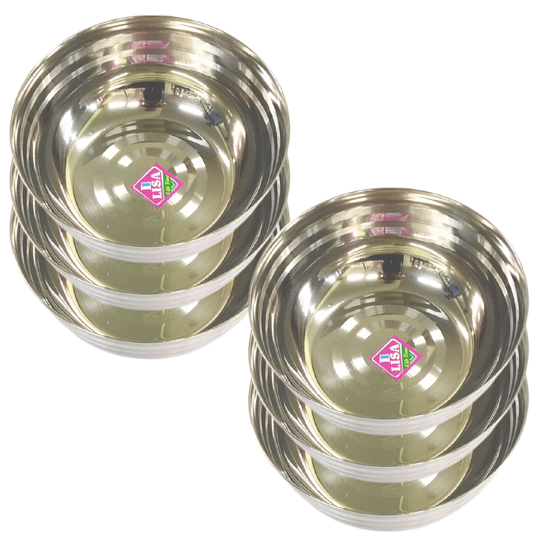Stainless Steel Curry Bowl/Wati/Katori/Vati/Serving Dish/Vegetable Katori(Dia-15, 6Pc)