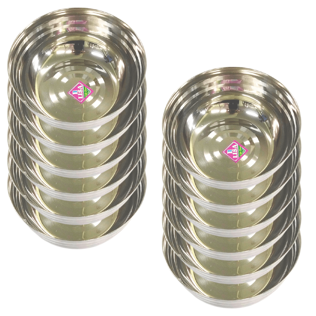 Stainless Steel Curry Bowl/Wati/Katori/Vati/Serving Dish/Vegetable Katori(Dia-15, 12Pc)