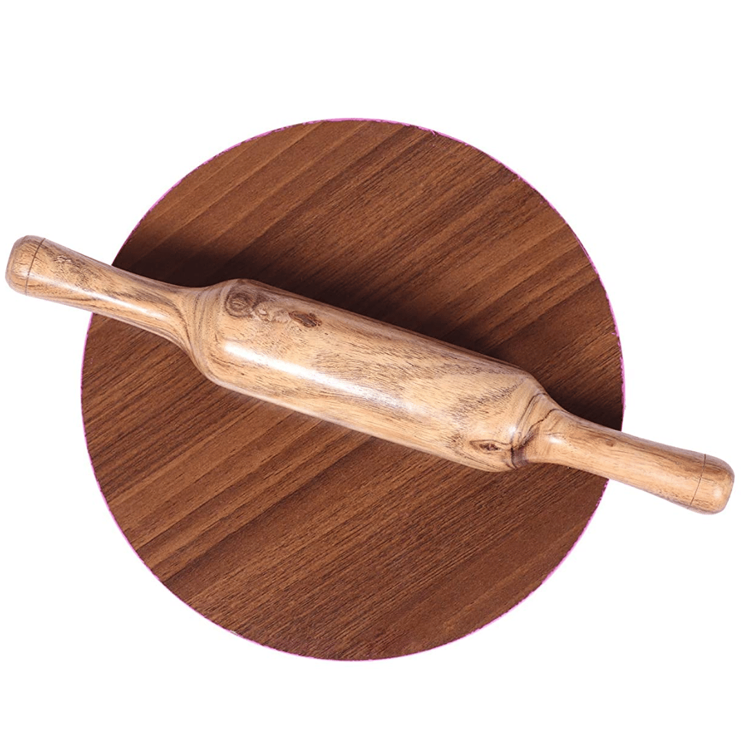 SHINI LIFESTYLE Wooden Chackla Belan, Roti Maker for Kitchen Rolling Pin & Board (Brown, Pack of 1)