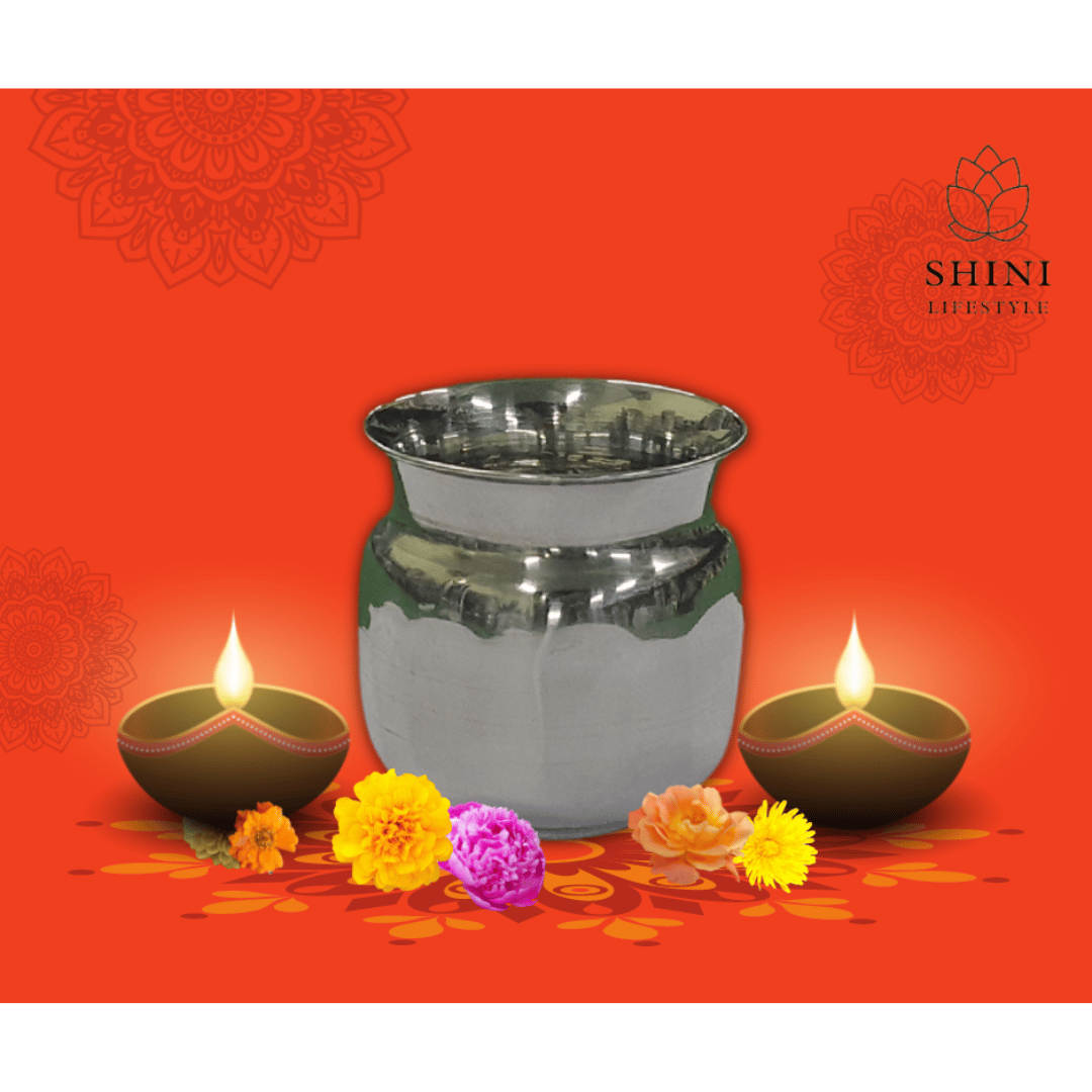 SHINI LIFESTYLE Lota/Kalash/Chambu/Tumbler for Pooja/Pongal/Sankranti Puja/Wedding/Karvachauth Stainless Steel Kalash (Height: 4 inch, Silver)