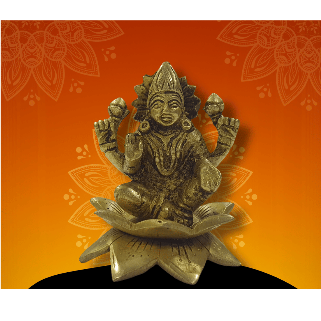 SHINI LIFESTYLE LAXMI JI IDOL, LORD LAXMI, LAKSHMI JI MURTI Decorative Showpiece - 9 cm (Brass, Gold)