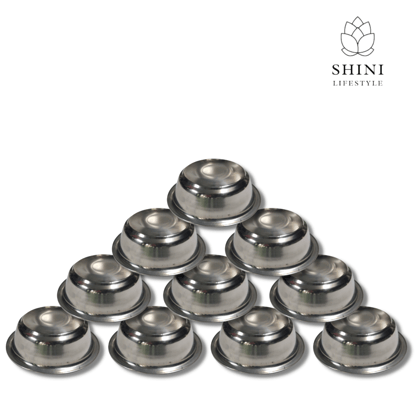 SHINI LIFESTYLE Katori, Vegetable Bowl, Dal Chawal Bowl, Katora, Stainless Steel Soup Bowl (Silver, Pack of 10)