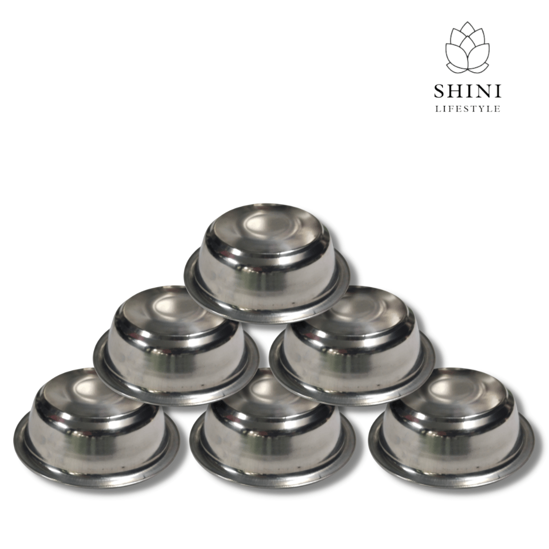 SHINI LIFESTYLE Katori, Vegetable Bowl, Dal Chawal Bowl, Katora, Stainless Steel Soup Bowl (Silver, Pack of 6)
