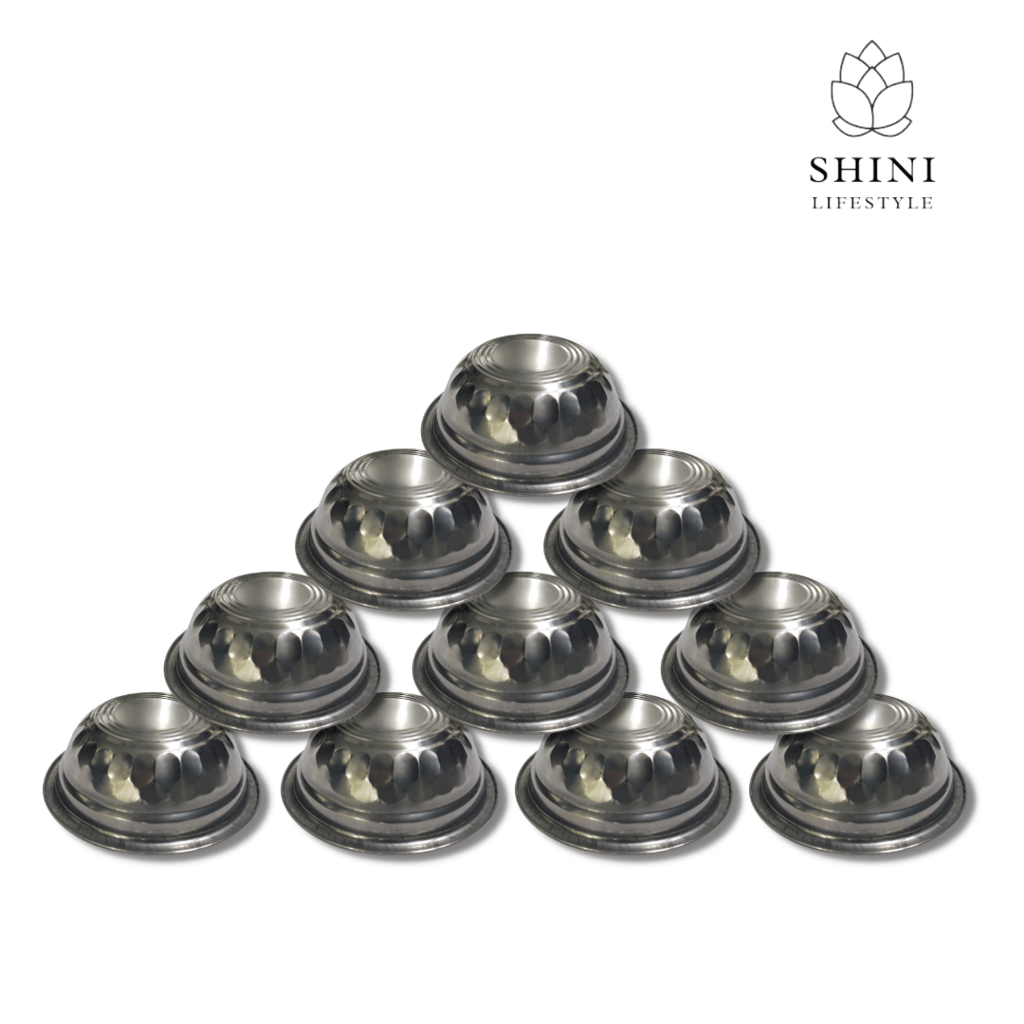 SHINI LIFESTYLE Katori, Vegetable Bowl, Dal Chawal Bowl, Katora, Designer katori, Stainless Steel Soup Bowl (Silver, Pack of 10)