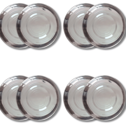 SHINI LIFESTYLE Stainless Steel Plate, khumcha Thali, laser design, dinner plate 8pc