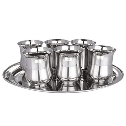 SHINI LIFESTYLE (Pack of 6) Stainless Steel Glass Glass Set Water/Juice Glass