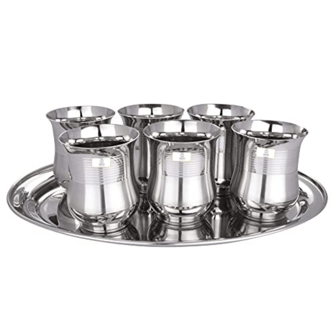 SHINI LIFESTYLE (Pack of 6) Stainless Steel Glass Glass Set Water/Juice Glass