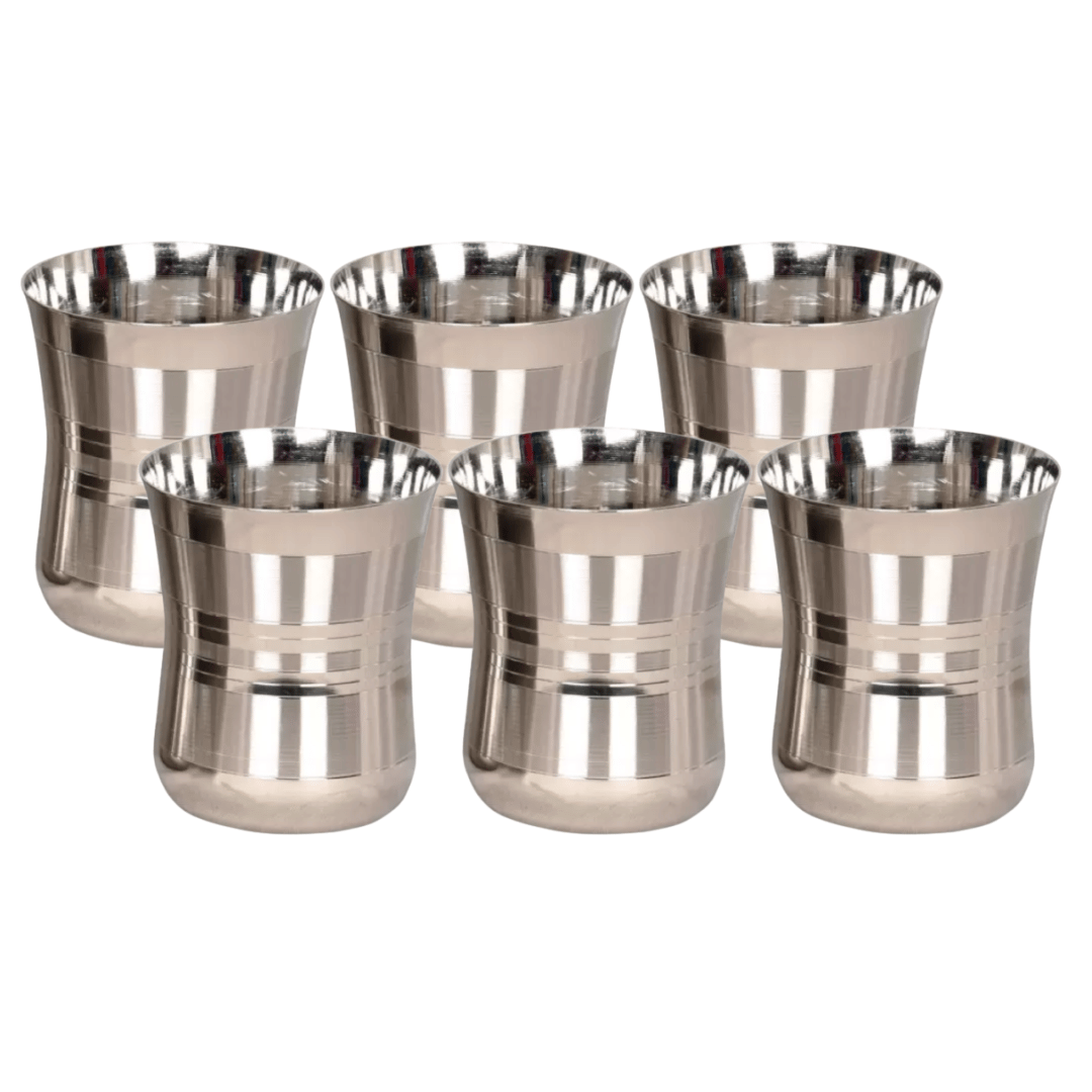 SHINI LIFESTYLE (Pack of 6) LASSI Glass, JAMBO RBT, Curve Design, big glass 6PC Glass Set Water/Juice Glass