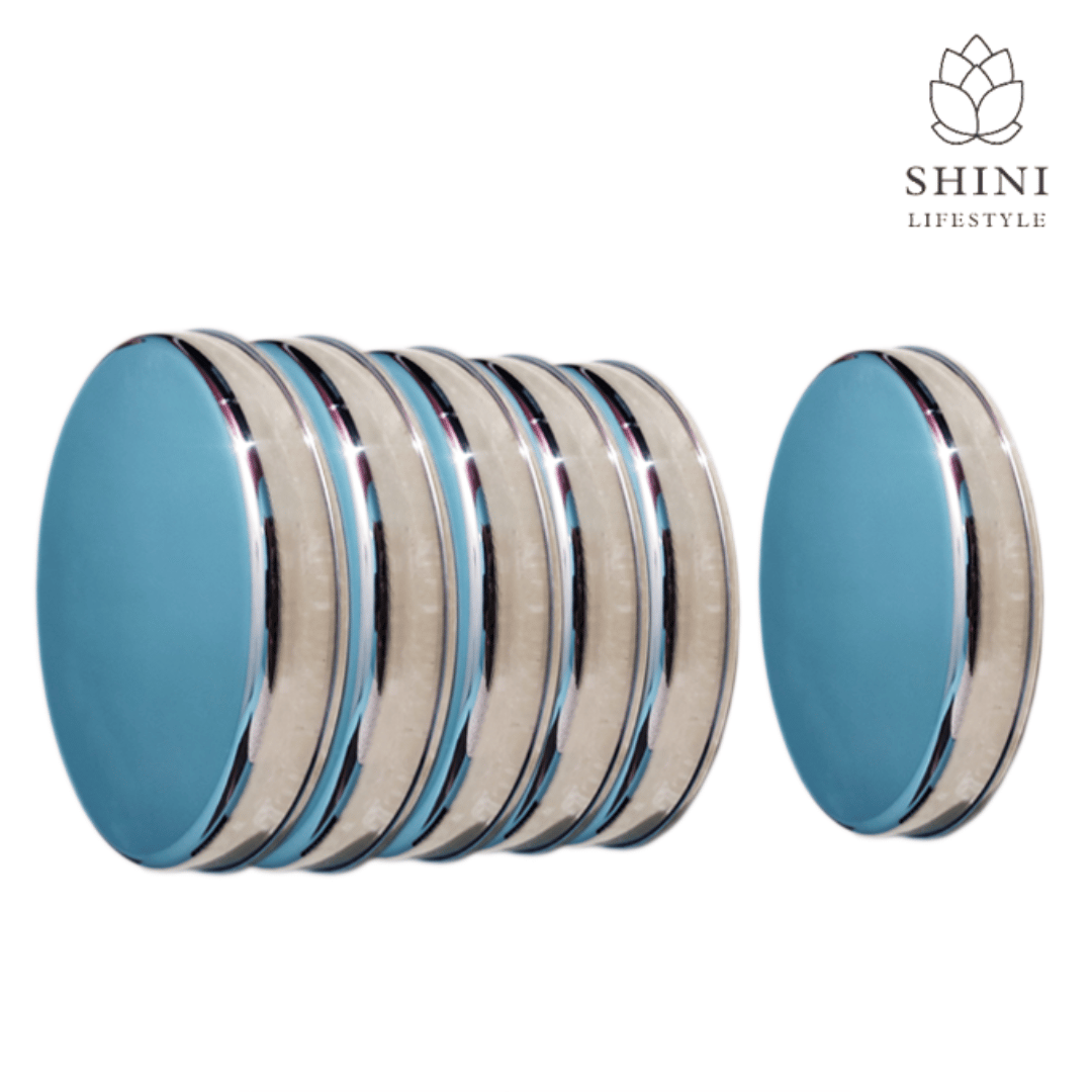 SHINI LIFESTYLE PLATE THALI Dinner Plate, steel plate, laser design 6 pc