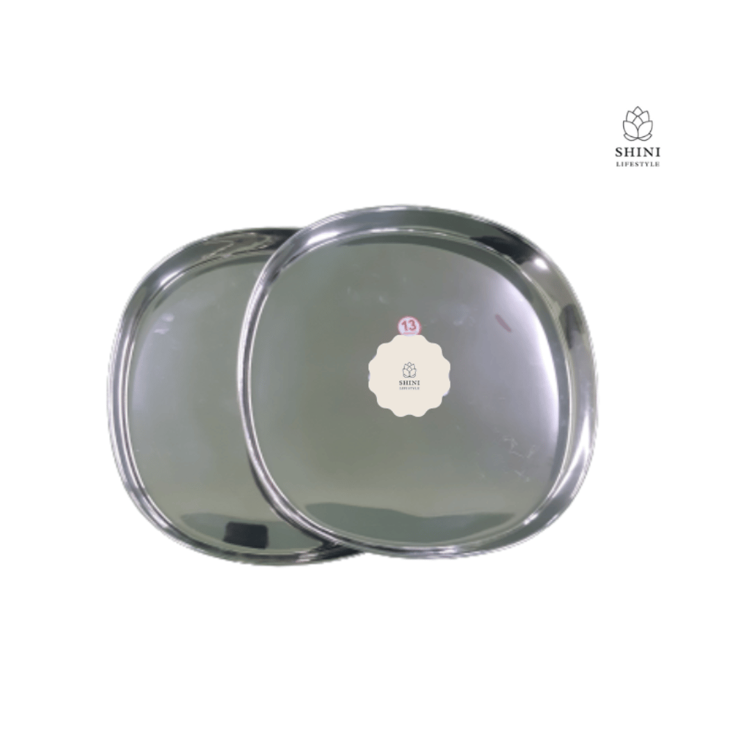 SHINI LIFESTYLE Stainless Steel Plate, Thali, dinner set Dinner Plate (Pack of 2)
