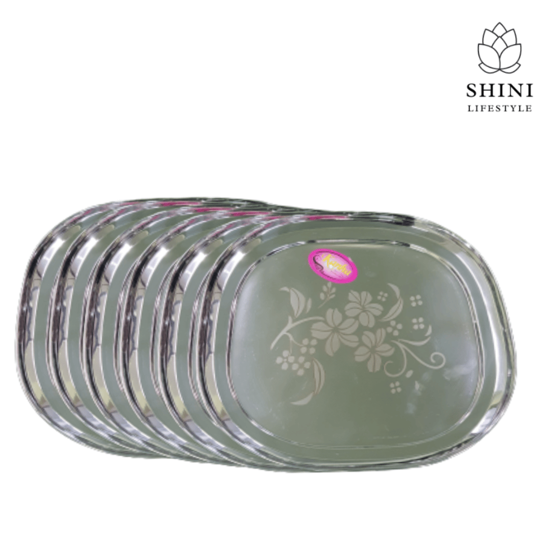 SHINI LIFESTYLE Plates for dining, floral design Laser design,13 inch Dinner Plate (Pack of 6)