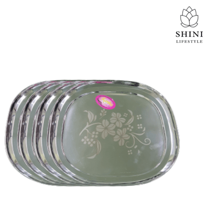 SHINI LIFESTYLE Plates for dining, floral design, Laser design,13 inch Dinner Plate (Pack of 4)