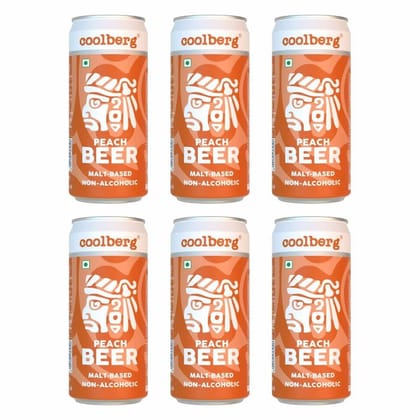 Coolberg Peach Non Alcoholic Beer 300ml CANs - Pack of 6 (300ml x 6)