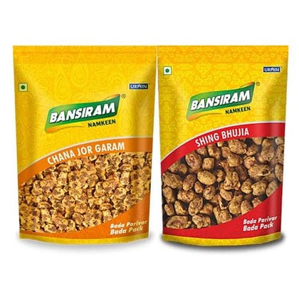 BANSI RAM Namkeen Chana Jor Garam and Shing Bhujia (400 g Each)