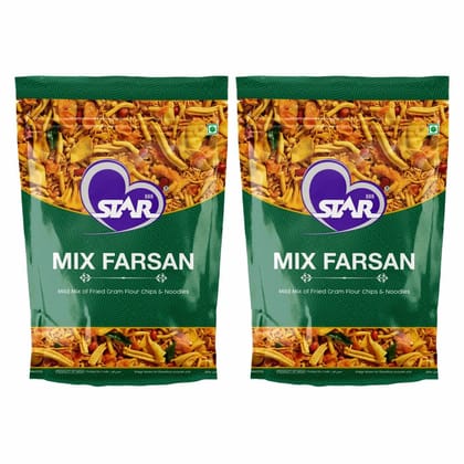 STAR 555 Mix Farsan Combo Pack | Crunchy & Spicy Indian Namkeen Snack | Party Mix - 900 Gm (Pack of 2)