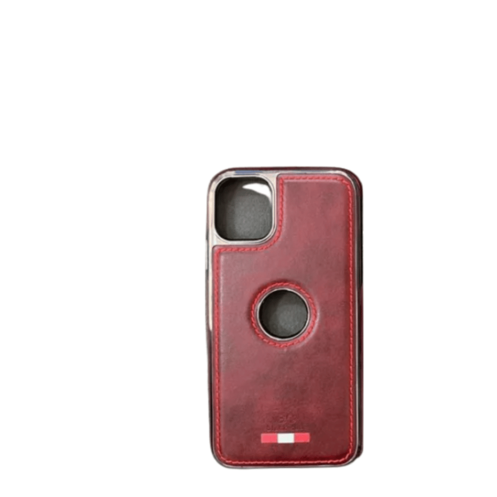 Red Leather Case With Chrome Electroplating For IPhone 12 / 12 Pro